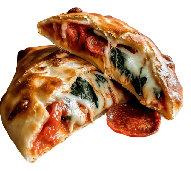 Freshly baked calzone
